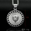 Titanium steel Great Wall pattern round brand lion head pendant sweater chain - 图片 2