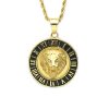 HIPHOP Fashion Trend Titanium Steel Round Brand Rune Smear Lion Head Pendant - 图片 5