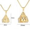 Titanium Steel Inlaid Diamond Gold-plated Buddha of Wealth Pendant Necklace - 图片 2