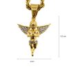 Hip Hop Punk Stainless Steel Gold Plated Full Diamond Small Angel Pendant HIPHOP Religion - 图片 3