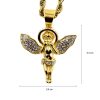 Hip Hop Punk Stainless Steel Gold Plated Full Diamond Small Angel Pendant HIPHOP Religion - 图片 2
