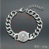 Stainless Steel Great Wall Pattern Lion Head Round Plate Cuba Link - 图片 3