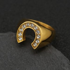 Denim personality U-shaped horseshoe and 18K gold stainless steel men's ring