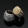 Men's Luxury Diamond-Encrusted Octagonal Stainless Steel Hip Hop Club Ring - 图片 6