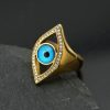 Titanium Steel Color-Preserving Electroplated Blue Angel's Eye Ring - 图片 2