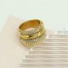 Uncommon Personalized Titanium Steel Electroplated 18K Gold Double Row Drill Ring - 图片 4