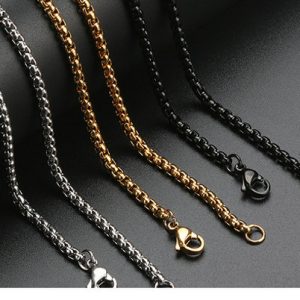 Square Pearl Stainless Steel Necklace, Titanium Steel Jewelry Chain, Hip-Hop Trendy Versatile Link