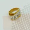 Fine Jewelry: Stainless Steel Ring with 18K Gold Plating and Micro-Pave Setting for Women - 图片 2