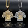 Titanium steel gold-plated full diamond football superstar No. 30 jersey pendant - 图片 4