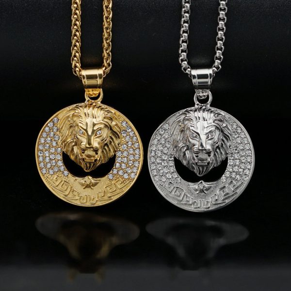 Sun lion head stainless steel gold-plated high-color retention pendant