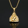 Titanium Steel Inlaid Diamond Gold-plated Buddha of Wealth Pendant Necklace - 图片 3