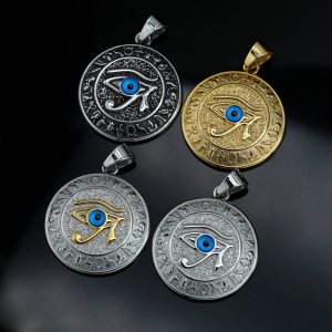 Ancient Egyptian Horus' Eye Titanium Steel Pendant Pharaoh Eagle Head God Eye
