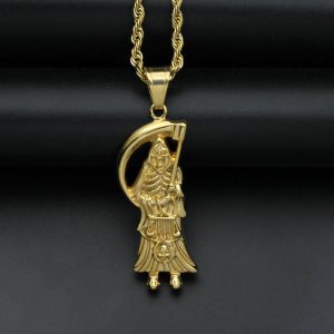 Stainless steel death sickle pendant neck