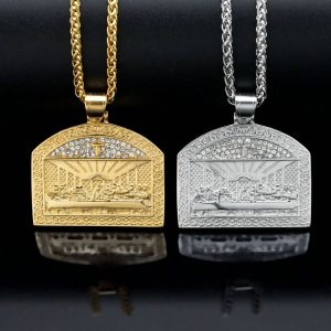 The Last Supper pendant, titanium steel gold-plated with diamonds
