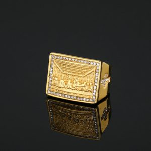 Men's Stainless Steel Ring with Classic Retro World Famous Painting of Judas Thirteen Apostles