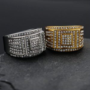 Hip-hop Trend Stainless Steel Full Diamond Men's Domineering Ring