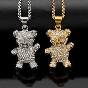 hiphop glasses bear titanium steel pendant
