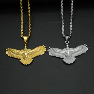 Retro punk jewelry titanium steel eagle pendant long sweater chain