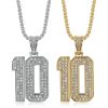 HIPHOP jewelry, stainless steel gold-plated full diamond number 10 pendant - 图片 2