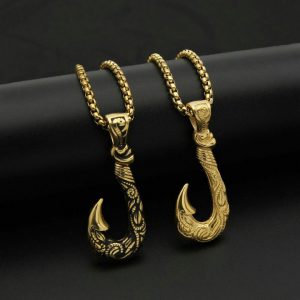 Men's Stainless Steel Pendant Necklace Viking Legend Boat Anchor Hook Pendant