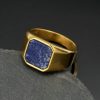 ins simple style titanium steel men's natural stone ring - 图片 5