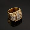 316 Stainless Steel / Titanium Steel Gold Plated Full Diamond Luxury Hip Hop Ring - 图片 5