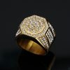 Men's Luxury Diamond-Encrusted Octagonal Stainless Steel Hip Hop Club Ring - 图片 5