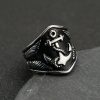 Viking Pirate Ship Anchor Titanium Steel Ring, Retro Personality Blackening Oil Stainless Steel Hip-Hop Men's Ring - 图片 2