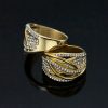 Fine Stainless Steel Ring with Diamonds and Intricate Winding Design for the Index Finger - 图片 3