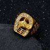 Hiphop Titanium/Stainless Steel Gold-Plated Diamond-Set Horse Head Men's Ring - 图片 4