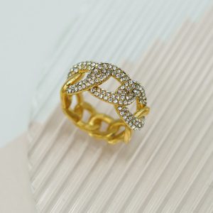 Titanium Steel Chain Interlocking Geometric Ring Bangle Hand Jewelry