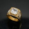 Titanium Steel Gold-Plated Diamond-Encrusted Luxury Inlay 3A Zircon HIP-HOP Men's Ring - 图片 2