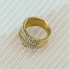 Light Luxury Personalized Minority Design Ring, Titanium Steel Electroplated 18K Gold Diamond Double Ring Band - 图片 2