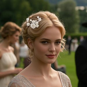 Handmade Clay Flower Pearl Hairpin Set, New European U-shaped Pin Set for Forest Style Elegant Bride Hairstyle Decoration---A