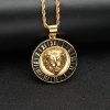 HIPHOP Fashion Trend Titanium Steel Round Brand Rune Smear Lion Head Pendant - 图片 4