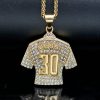 Titanium steel gold-plated full diamond football superstar No. 30 jersey pendant - 图片 3