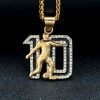 HIPHOP Jewelry Titanium Steel Gold Plated Diamond Soccer Glue Number 10 Pendant - 图片 2