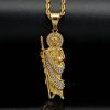 Vintage Titanium Steel St. Jude Gold Plated God YS Necklace Pendant - 图片 2