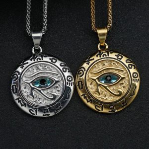 Ancient Egyptian Horus' Eye Titanium Steel Pendant Pharaoh Eagle Head God Eye