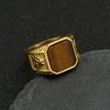 Nordic retro Viking rune stainless steel rings, fashionable and domineering natural stone rings - 图片 6