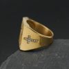 Titanium Steel/Stainless Steel Gold-Plated Diamond Cross Ring Accessory - 图片 4
