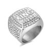 Hip Hop King Ring, Stainless Steel Vacuum Gold Plating Diamond Ring - 图片 5