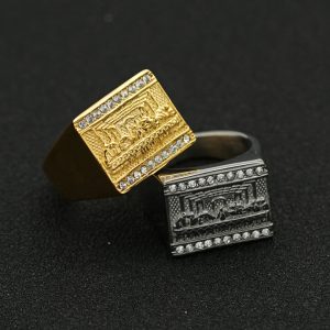 Titanium Steel Gold-Plated World Famous Painting Judas Thirteen Apostles Men's Ring