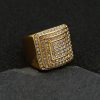 Titanium Steel Four-Layer Full Diamond Luxury Hip Hop Men's Ring - 图片 2