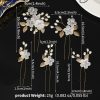Handmade Flower and Leaf Hairpin for Bride, Chinese Traditional Bun Hairstyle Set with U-shaped Insert Pins for Wedding Ceremony - 图片 3