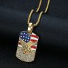 HIPHOP jewelry, Eagle flag army brand titanium steel gold-plated oil drop pendant - 图片 4