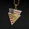 Independence Day Triangle Eagle Head Badge Stainless Steel Pendant - 图片 2