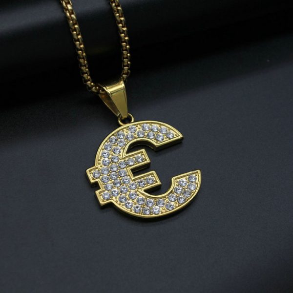 Titanium Steel High Color Fastness Gold-plated Diamond-studded Rapper Trendy Pendant Necklace