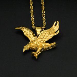 HIPHOP jewelry, stainless steel color-preserving gold-plated eagle pendant
