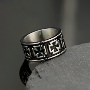 Retro Stainless Steel Cross Ring, European and American Fashion Titanium Steel Ring
